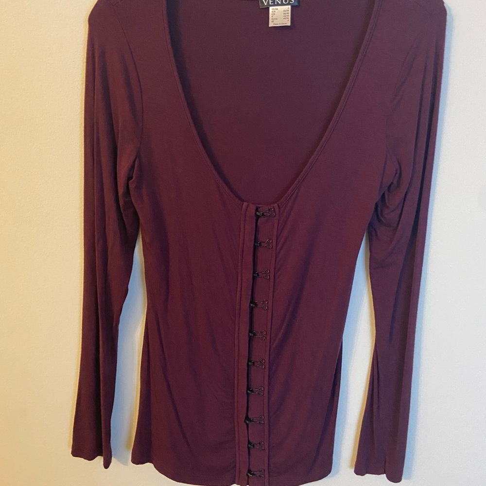 Corset inspired maroon top womens small
